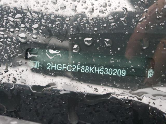 2HGFC2F88KH530209 - 2019 HONDA CIVIC SPORT შავი ფოტო 12