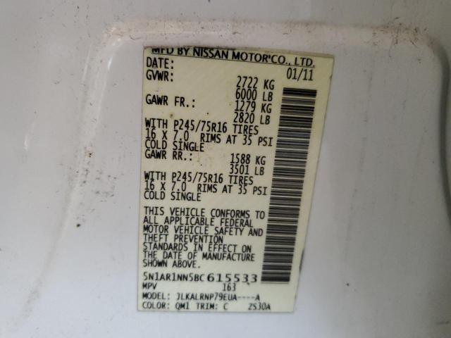 5N1AR1NN5BC615533 - 2011 NISSAN PATHFINDER S Biały zdjęcie 13
