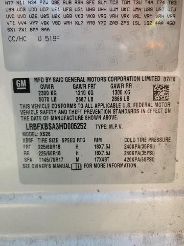 LRBFXBSA3HD005252 - 2017 BUICK ENVISION ESSENCE Արծաթագույն լուսանկար 13