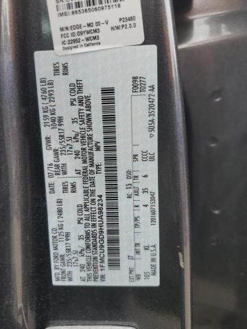 1FMCU9GD9HUA98234 - 2017 FORD ESCAPE SE GRAY photo 13