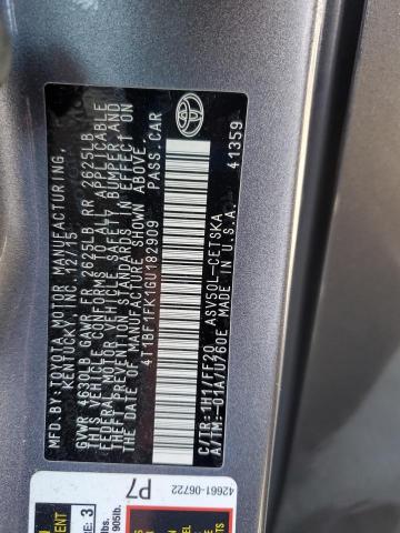 4T1BF1FK1GU182909 - 2016 TOYOTA CAMRY LE Մոխրագույն լուսանկար 12