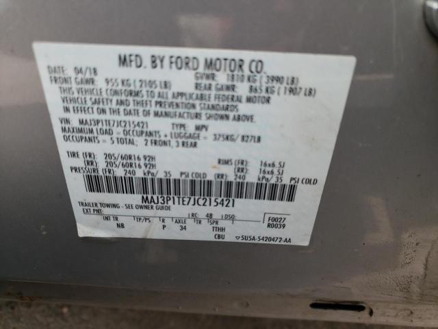 MAJ3P1TE7JC215421 - 2018 FORD ECOSPORT SE SILVER photo 12