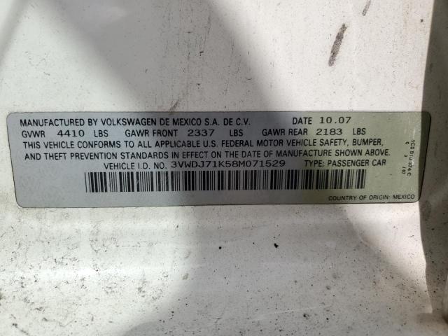 3VWDJ71K58M071529 - 2008 VOLKSWAGEN GLI თეთრი ფოტო 12