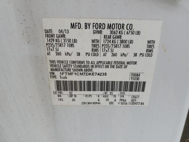 1FTMF1CM7DKE74235 - 2013 FORD F150 Білий фото 12