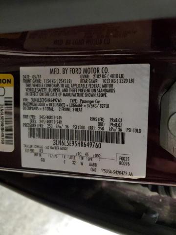 3LN6L5E95HR649760 - 2017 LINCOLN MKZ RESERVE მუქწითელი ფოტო 12