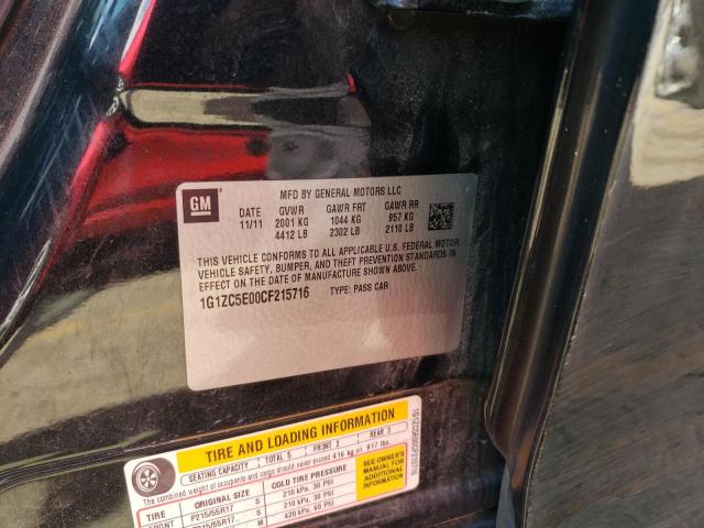 1G1ZC5E00CF215716 - 2012 CHEVROLET MALIBU 1LT 黑色 照片 12