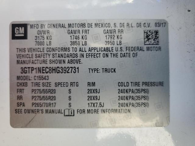 3GTP1NEC8HG392731 - 2017 GMC SIERRA C1500 SLT WHITE photo 13