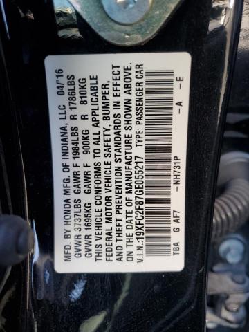 19XFC2F87GE055217 - 2016 HONDA CIVIC EX BLACK photo 12