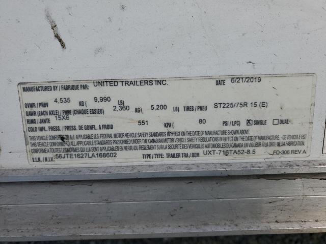 56JTE1627LA168602 - 2020 UTI TRAILER WHITE photo 10