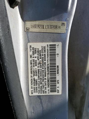 1HGEM22115L020874 - 2005 HONDA CIVIC DX VP Gümüş foto 12