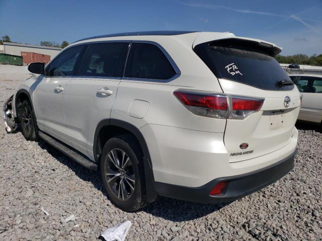 5TDKKRFH3GS502464 - 2016 TOYOTA HIGHLANDER XLE WHITE photo 2