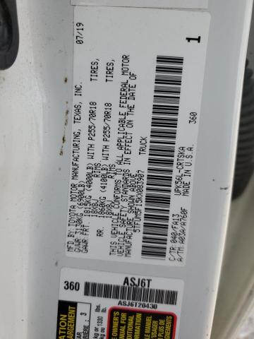 5TFUM5F15KX083907 - 2019 TOYOTA TUNDRA DOUBLE CAB SR/SR5 WHITE photo 12