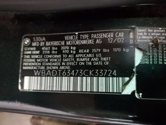 WBADT63473CK33724 - 2003 BMW 530 I AUTOMATIC GREEN photo 13