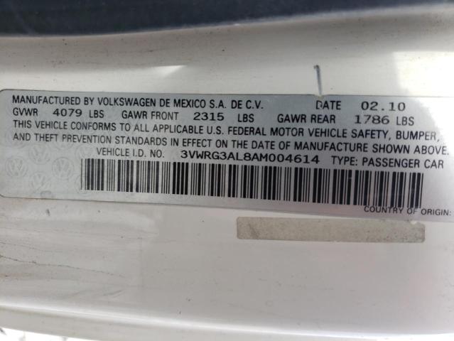 3VWRG3AL8AM004614 - 2010 VOLKSWAGEN NEW BEETLE WHITE photo 12