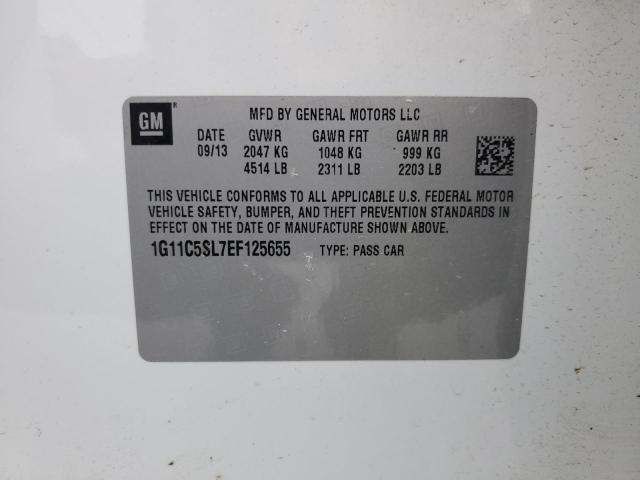 1G11C5SL7EF125655 - 2014 CHEVROLET MALIBU 1LT WHITE photo 12