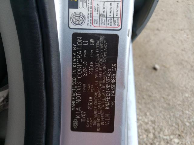 KNAFE121785537435 - 2008 KIA SPECTRA EX BLUE photo 12