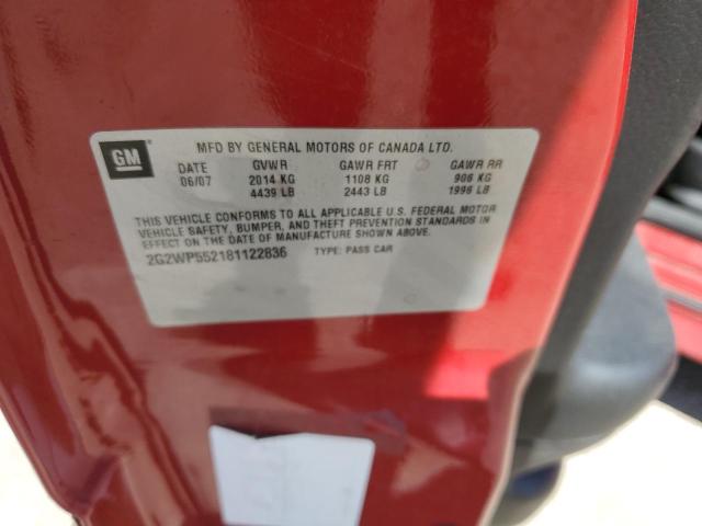 2G2WP552181122836 - 2008 PONTIAC GRAND PRIX 红色 照片 12