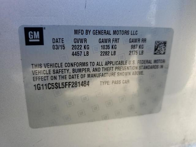 1G11C5SL5FF281484 - 2015 CHEVROLET MALIBU 1LT SILVER photo 12