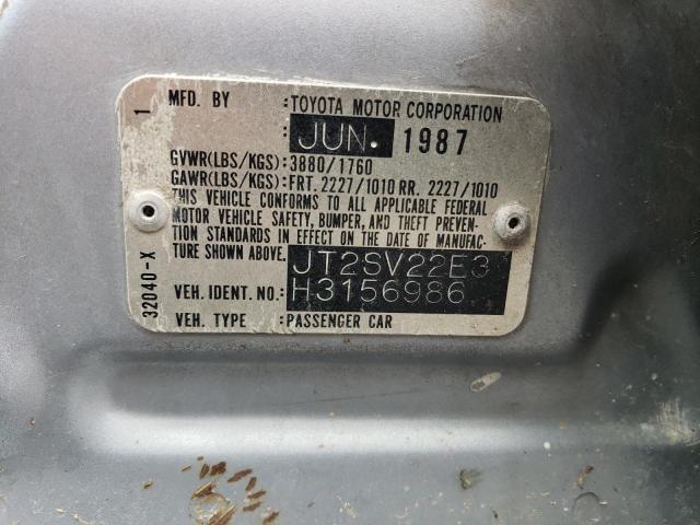 JT2SV22E3H3156986 - 1987 TOYOTA CAMRY LE BLUE photo 12