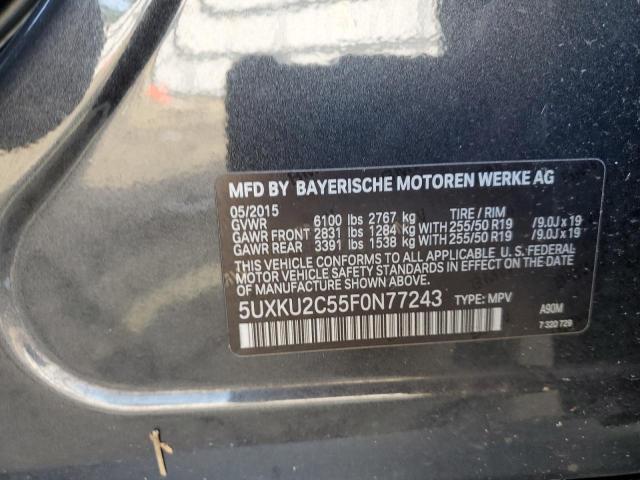 5UXKU2C55F0N77243 - 2015 BMW X6 XDRIVE35I GRAY photo 12