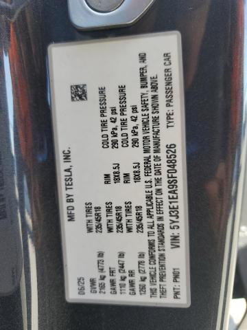 5YJ3E1EA9SF048526 - 2025 TESLA MODEL 3 灰色 照片 12