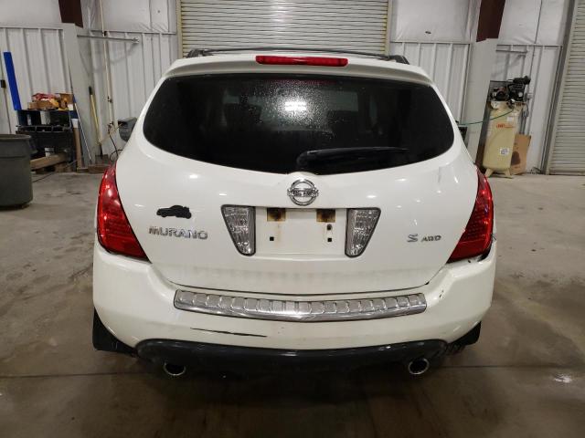 JN8AZ08W17W665259 - 2007 NISSAN MURANO SL WHITE photo 6