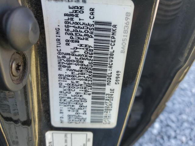 4T1BE32K02U624687 - 2002 TOYOTA CAMRY LE GOLD photo 12