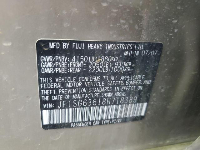 JF1SG63618H718389 - 2008 SUBARU FORESTER 2.5X 棕色 照片 12