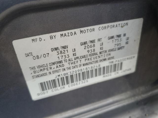 JM1BK32G981818248 - 2008 MAZDA 3 I GRAY photo 23