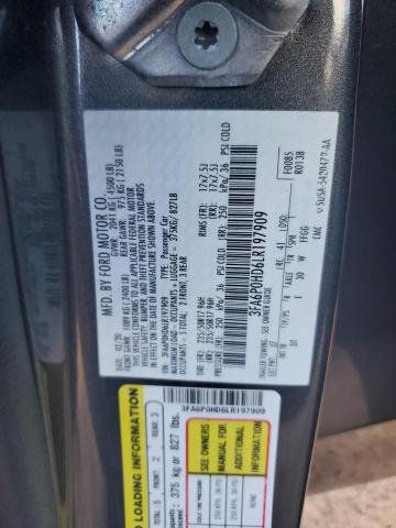 3FA6P0HD6LR197909 - 2020 FORD FUSION SE 灰色 照片 12