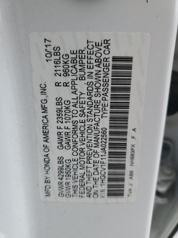 1HGCV1F11JA022560 - 2018 HONDA ACCORD LX თეთრი ფოტო 13