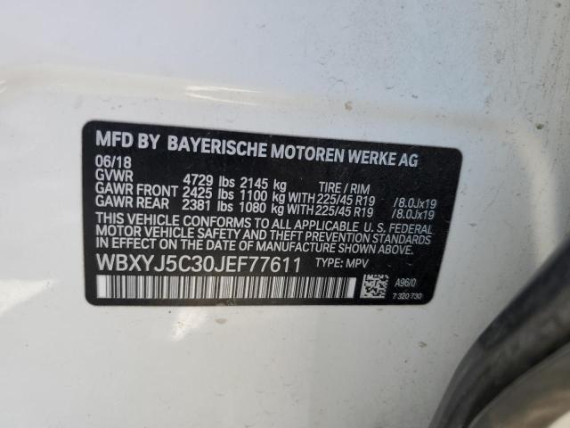 WBXYJ5C30JEF77611 - 2018 BMW X2 XDRIVE28I WHITE photo 13