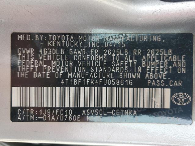 4T1BF1FK4FU058616 - 2015 TOYOTA CAMRY LE SILVER photo 12