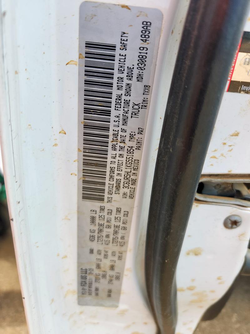 3C6UR5HL1KG551854 - 2019 RAM 2500 TRADESMAN Weiß Foto 12