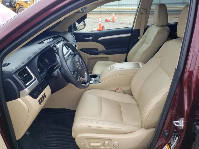 5TDJZRFH1KS921302 - 2019 TOYOTA HIGHLANDER SE MAROON photo 7