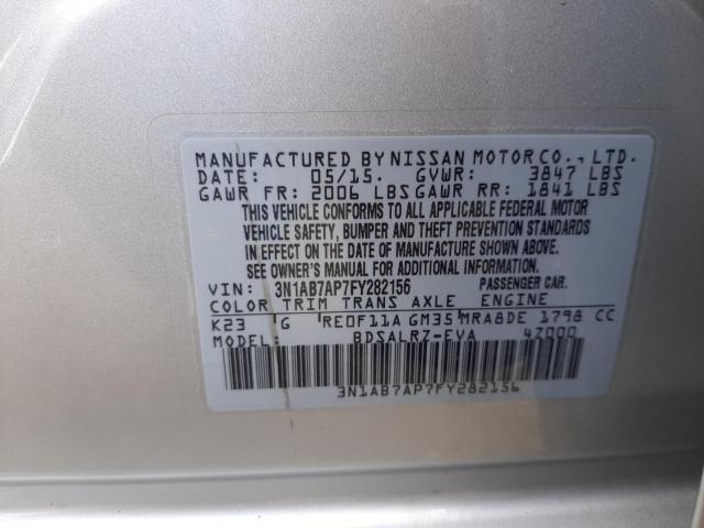 3N1AB7AP7FY282156 - 2015 NISSAN SENTRA S SILVER photo 10