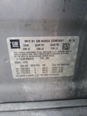 KL7CJLSB1KB928124 - 2019 CHEVROLET TRAX 1LT Сұр фото 13