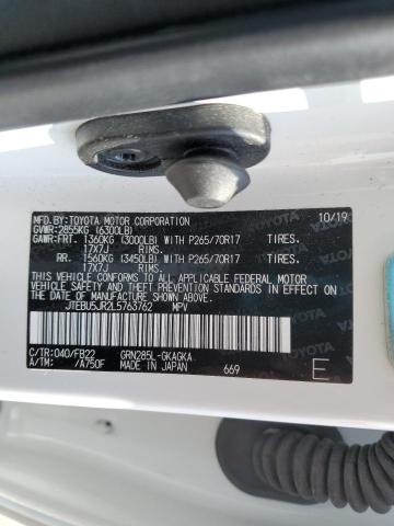 JTEBU5JR2L5763762 - 2020 TOYOTA 4RUNNER SR5/SR5 PREMIUM 白色 照片 12