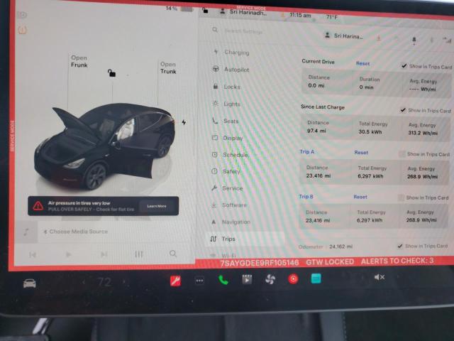 7SAYGDEE9RF105146 - 2024 TESLA MODEL Y Negro foto 9