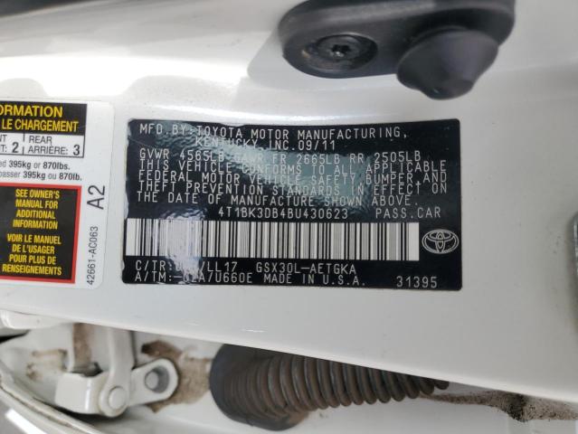 4T1BK3DB4BU430623 - 2011 TOYOTA AVALON BASE Beyaz fotoğraf 12