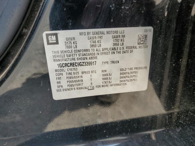 1GCRCREC9GZ339917 - 2016 CHEVROLET SILVERADO C1500 LT 黑色 照片 12