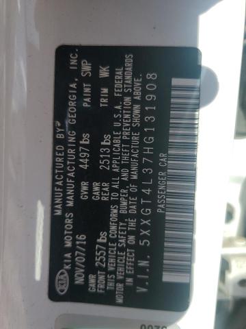 5XXGT4L37HG131908 - 2017 KIA OPTIMA LX თეთრი ფოტო 12