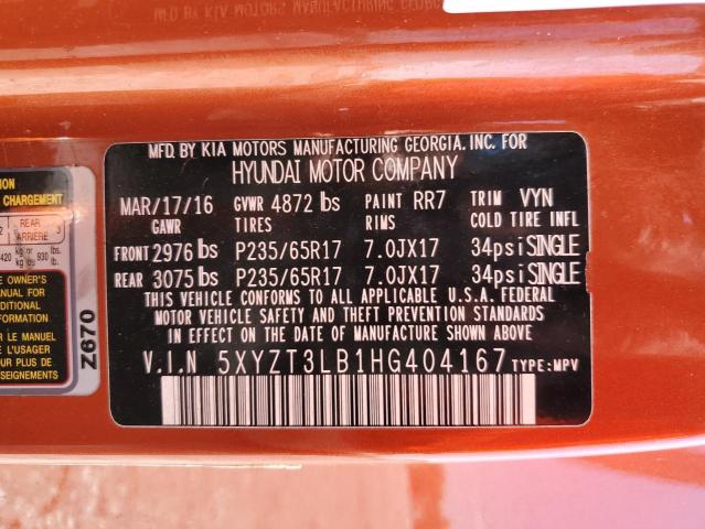 5XYZT3LB1HG404167 - 2017 HYUNDAI SANTA FE SPORT ORANGE photo 13