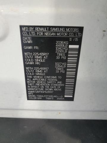 KNMAT2MT9GP628197 - 2016 NISSAN ROGUE S WHITE photo 13