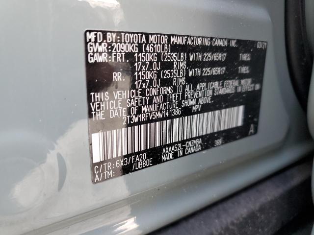2T3W1RFV5MW141386 - 2021 TOYOTA RAV4 XLE 灰色 照片 14
