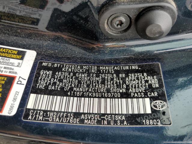 4T1BF1FK9GU169700 - 2016 TOYOTA CAMRY LE BLACK photo 12