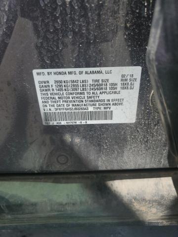 5FNYF6H52JB026543 - 2018 HONDA PILOT EXL GRAY photo 13