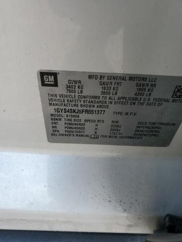 1GYS4SKJ5FR651377 - 2015 CADILLAC ESCALADE ESV LUXURY أبيض صورة 13