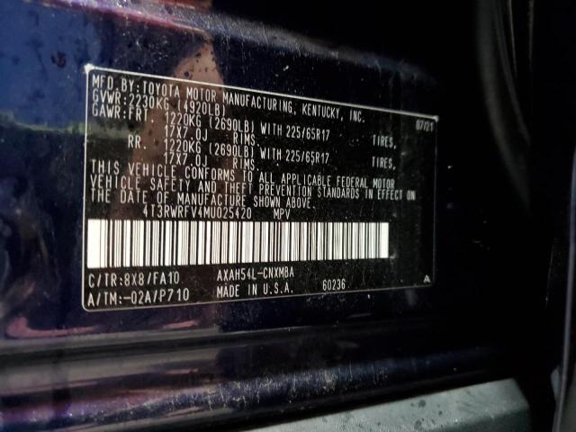 4T3RWRFV4MU025420 - 2021 TOYOTA RAV4 XLE 蓝色 照片 13