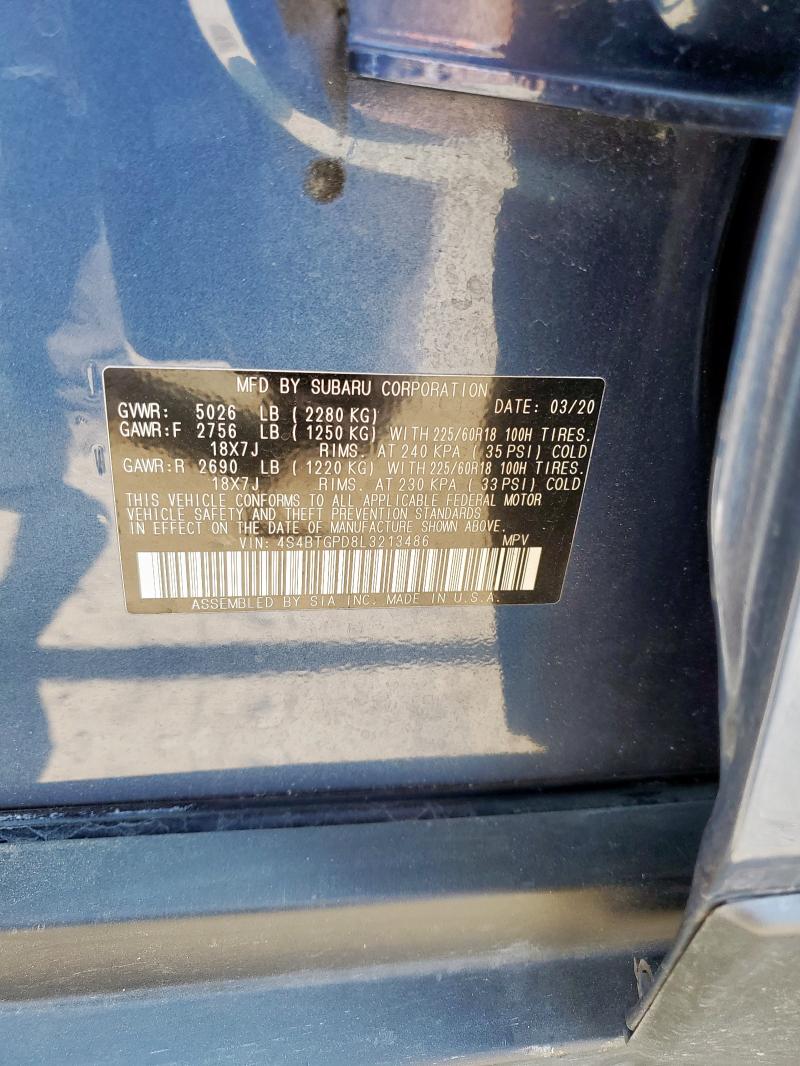 4S4BTGPD8L3213486 - 2020 SUBARU OUTBACK TOURING LDL Կապույտ լուսանկար 13